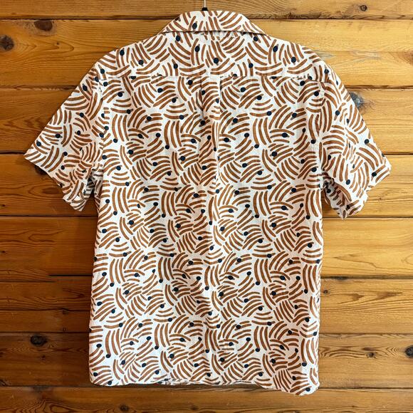 Rown Men's Casual Brown Patterned Button Down Shirt Medium - Picture 2 of 5